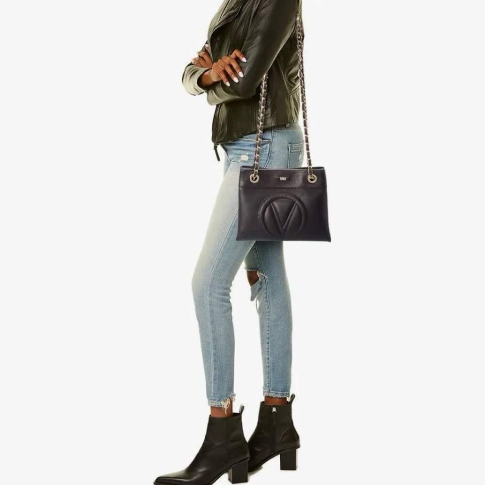 NWT VALENTINO BY MARIO VALENTINO LEATHER  RITA SIGNATURE BLACK SHOULDER BAG - Picture 2 of 15